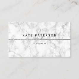 Moderne witte marmer Silver Glitter Stripe Visitekaartje