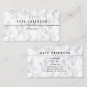 Moderne witte marmer Silver Glitter Stripe Visitekaartje (Voorkant / Achterkant)