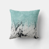 Moderne witte marmer van Sparkly Aqua Glitter Buitenkussen (Achterkant)