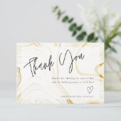 Moderne witte marmer Vrijgezellenfeest - Hartelijk Bedankkaart (Staand voorkant)