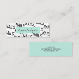 Moderne  witte marmer zwarte mint groene nagels mini visitekaartje