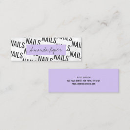 Moderne  witte marmer zwarte paarse nagels mini visitekaartje