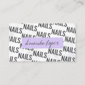 Moderne  witte marmer zwarte paarse nagels visitekaartje (Voorkant)