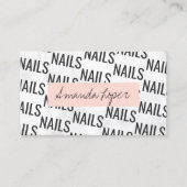 Moderne witte marmer zwarte zwarte roze nagels visitekaartje (Voorkant)