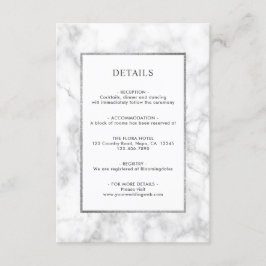 Moderne Witte Marmeren Bruiloft Details Behuizing  Informatiekaartje
