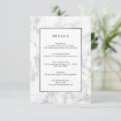 Moderne Witte Marmeren Bruiloft Details Behuizing  Informatiekaartje (Staand voorkant)