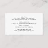 Moderne witte marmeren bruiloft details informatiekaartje (Achterkant)