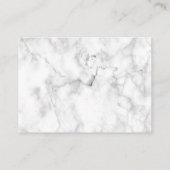 Moderne witte marmeren bruiloft details informatiekaartje (Achterkant)
