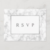 Moderne Witte Marmeren Bruiloft RSVP Uitnodiging P (Voorkant)