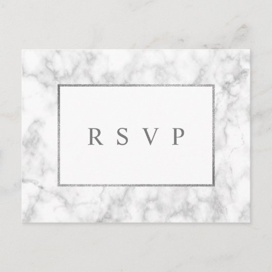 Moderne Witte Marmeren Bruiloft RSVP Uitnodiging P (Voorkant)