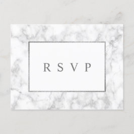 Moderne Witte Marmeren Bruiloft RSVP Uitnodiging P Briefkaart