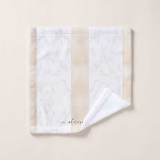 Moderne Witte Marmeren Custom Elegant Cream Bad Handdoek (Wasdoekje)