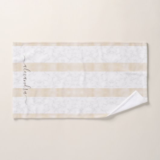 Moderne Witte Marmeren Custom Elegant Cream Bad Handdoek (Handdoek)
