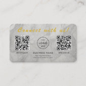 Moderne Witte Marmeren Dubbele QR-code Multi Socia Visitekaartje (Voorkant)