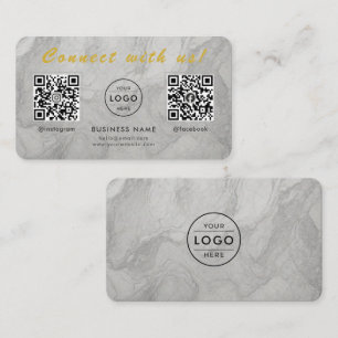 Moderne Witte Marmeren Dubbele QR-code Multi Socia Visitekaartje
