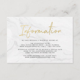 Moderne witte marmeren gouden script | Informatiek Informatiekaartje