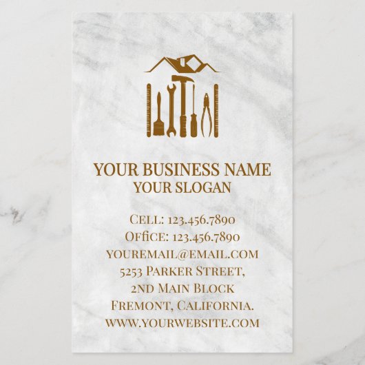 Moderne Witte Marmeren Handyman Auto Reparatie Ser Flyer (Achterkant)