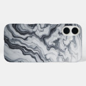 Moderne witte marmeren hoes - Elegante zwarte stro (Achterkant (horizontaal))