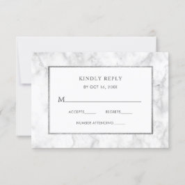 Moderne witte marmeren huwelijks-RSVP bijlage kaar RSVP Kaartje