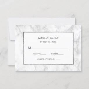 Moderne witte marmeren huwelijks-RSVP bijlage kaar RSVP Kaartje