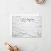 Moderne Witte Marmeren Luxe Designer Flat Notecard Notitiekaartje (Voorkant / Achterkant in situ)