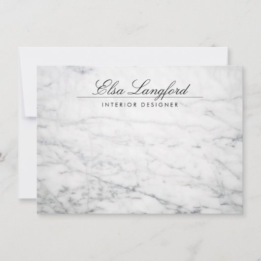 Moderne Witte Marmeren Luxe Designer Flat Notecard Notitiekaartje (Voorkant)