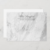 Moderne Witte Marmeren Luxe Designer Flat Notitiekaartje (Voorkant / Achterkant)