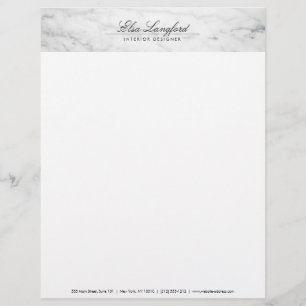 Moderne Witte Marmeren Luxe Designer Letterhead Briefhoofd Sjabloon
