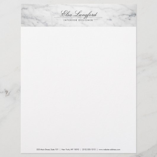Moderne Witte Marmeren Luxe Designer Letterhead Briefhoofd Sjabloon (Voorkant)