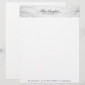 Moderne Witte Marmeren Luxe Designer Letterhead Briefhoofd Sjabloon (Voorkant / Achterkant)