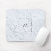 Moderne witte marmeren op maat gemaakte monogram m muismat (Met muis)