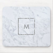 Moderne witte marmeren op maat gemaakte monogram m muismat (Voorkant)