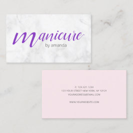 Moderne  witte marmeren paarse manicure visitekaartje