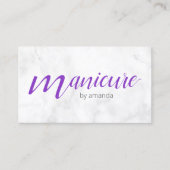 Moderne  witte marmeren paarse manicure visitekaartje (Voorkant)