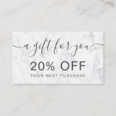 Moderne witte marmeren professionele typografie kortingskaartje (Voorkant)