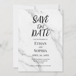 Moderne witte marmeren roze rand Save the Date kaa
