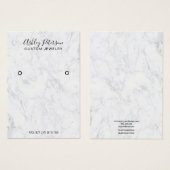 Moderne witte marmeren sieraden oorbel display visitekaartje (Voorkant /achterkant)