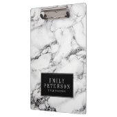 Moderne witte marmeren steen met zwarte achtergron klembord (Links)