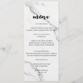 Moderne witte marmeren textuur trouwmenu kaart