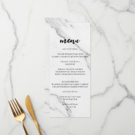 Moderne witte marmeren textuur trouwmenu kaart