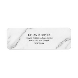 Moderne witte marmeren trouw retouradres sticker
