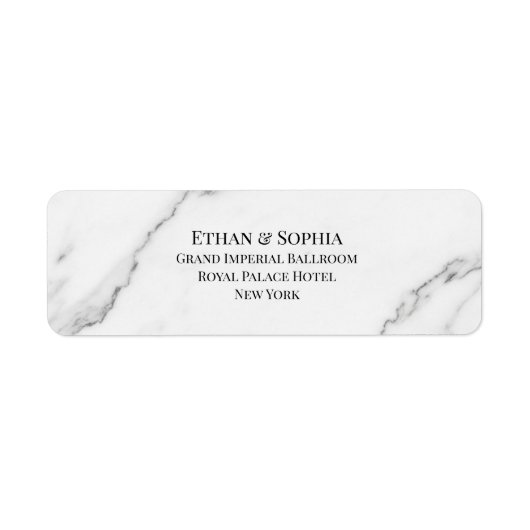 Moderne witte marmeren trouw retouradres sticker (Voorkant)
