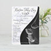 Moderne witte marmeren zwarte abstracte huwelijksd kaart (Staand voorkant)