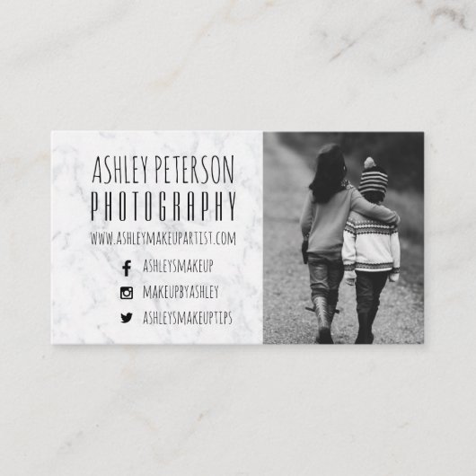 Moderne witte marmermedia visitekaartje (Voorkant)