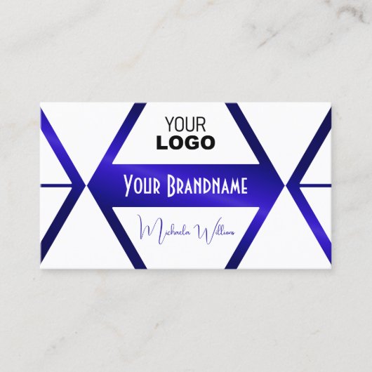 Moderne, witte, meetbare blauwe schimmelkoel met L Visitekaartje (Voorkant)