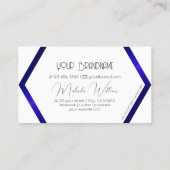 Moderne, witte meetkundige blauwe schimmer Profess Visitekaartje (Achterkant)