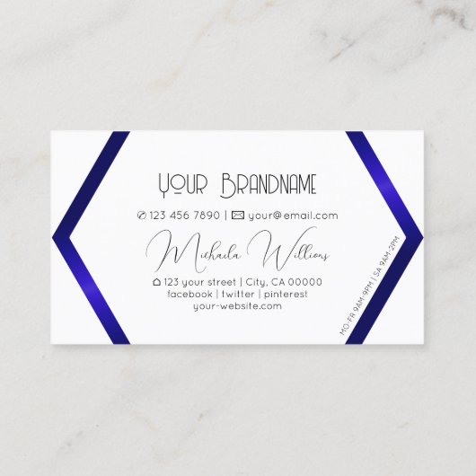 Moderne, witte meetkundige blauwe schimmer Profess Visitekaartje (Achterkant)