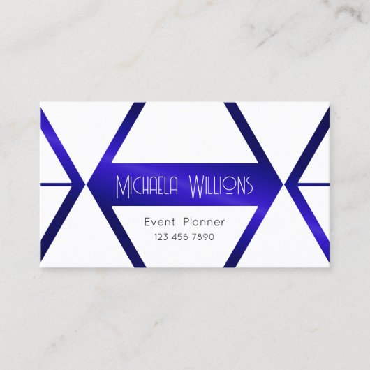 Moderne, witte meetkundige blauwe schimmer Profess Visitekaartje (Voorkant)