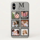 Moderne Witte Micro Stippen Grijs 6 Foto & Monogra Case-Mate iPhone Case (Achterkant)