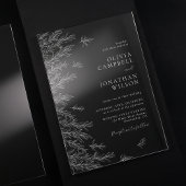 Moderne witte minimale bladeren Botanische bruilof Acryl Uitnodigingen